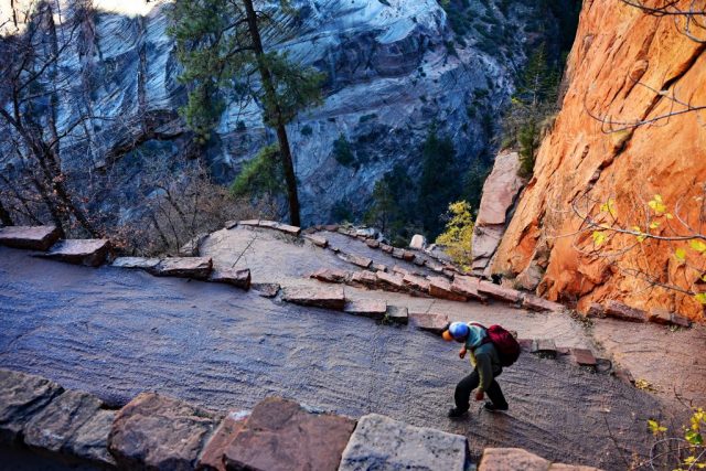 the steep switchbacks leading toward scout lookout the steep switchbacks leading toward scout lookout