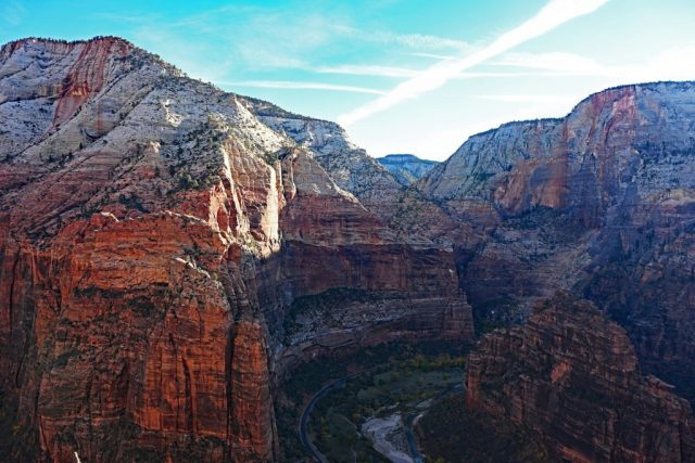 morning light spilling into the canyon below morning light spilling into the canyon below