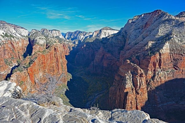 view northward over the virgin river canyon. view northward over the virgin river canyon.