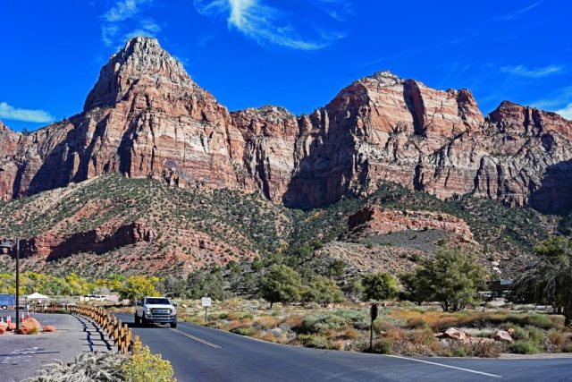 the mysterious unknown (Bridge?) Mountain, its slopes catching the light