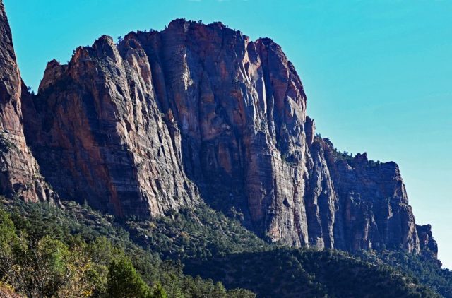 mount moroni, glowing purple in the bright light of day
