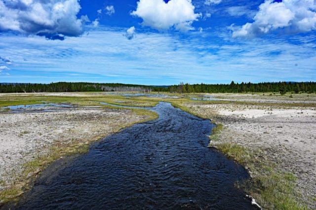 Kanały odpływowe źródeł termalnych na Firehole Lake Road dsc 8494